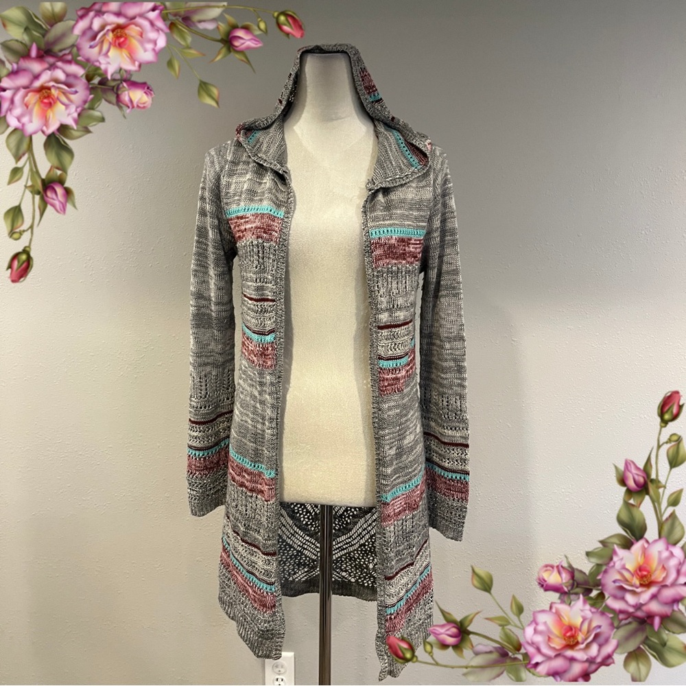 Jolt Multicolor striped Hooded Cardigan size small‎